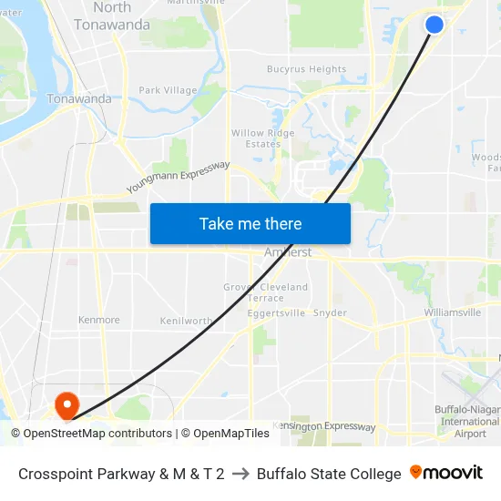Crosspoint Parkway & M & T 2 to Buffalo State College map