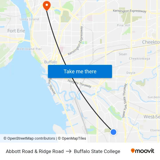 Abbott Road & Ridge Road to Buffalo State College map