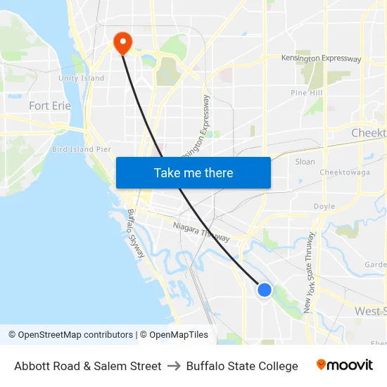 Abbott Road & Salem Street to Buffalo State College map