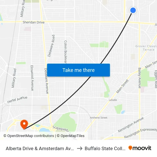 Alberta Drive & Amsterdam Avenue to Buffalo State College map