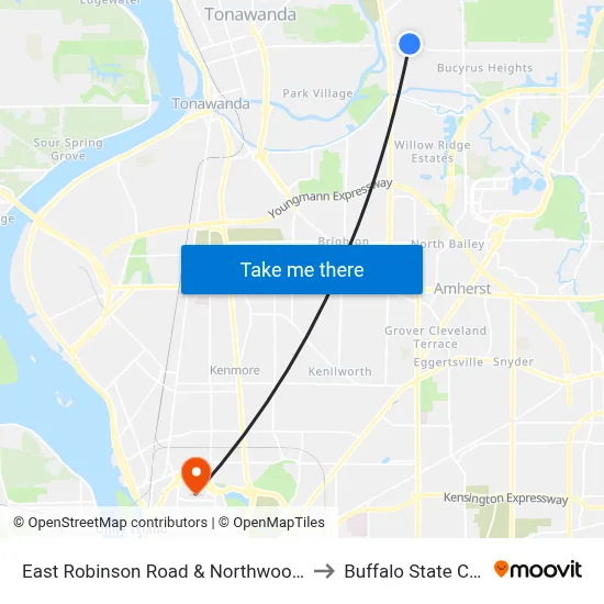 East Robinson Road & Northwood Medical to Buffalo State College map
