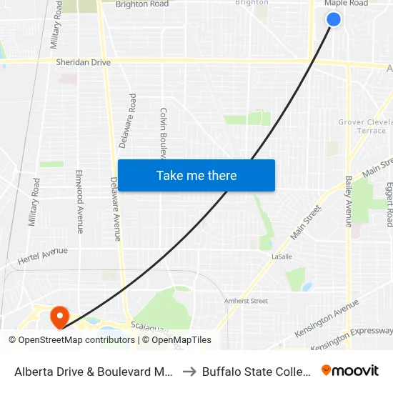 Alberta Drive & Boulevard Mall to Buffalo State College map
