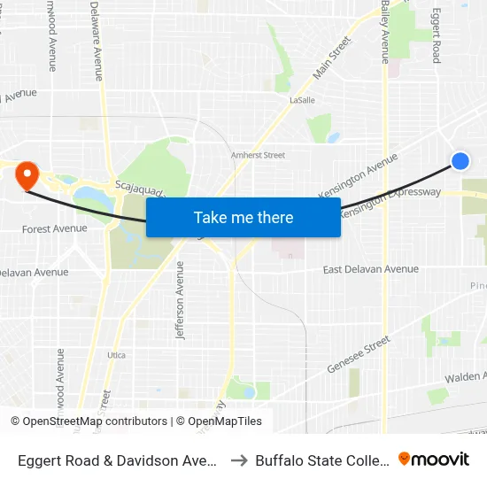 Eggert Road & Davidson Avenue to Buffalo State College map