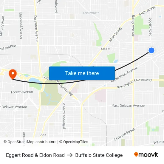 Eggert Road & Eldon Road to Buffalo State College map