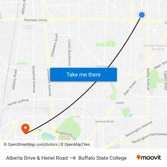 Alberta Drive & Henel Road to Buffalo State College map