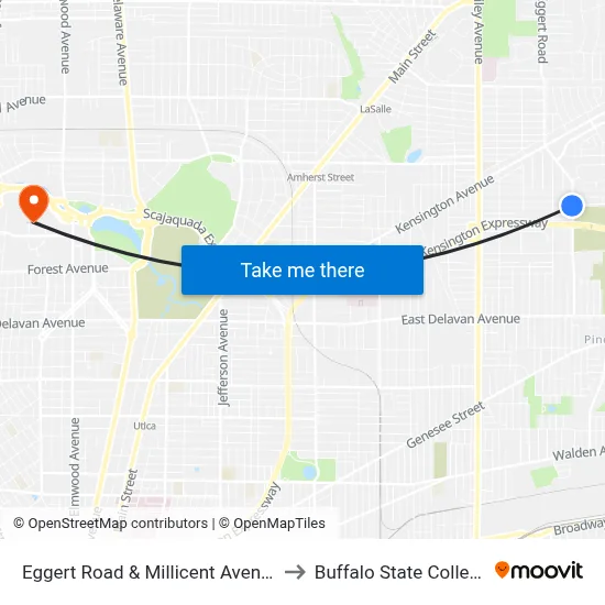 Eggert Road & Millicent Avenue to Buffalo State College map