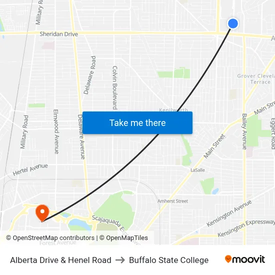 Alberta Drive & Henel Road to Buffalo State College map