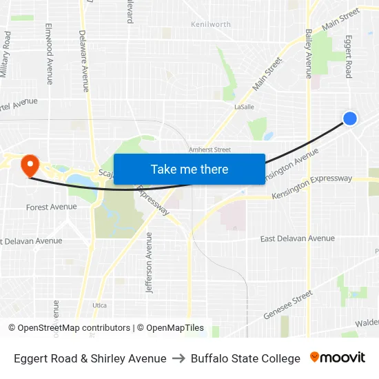 Eggert Road & Shirley Avenue to Buffalo State College map