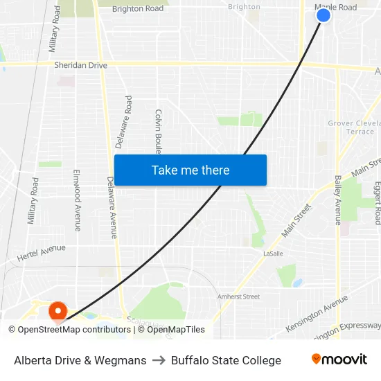 Alberta Drive & Wegmans to Buffalo State College map