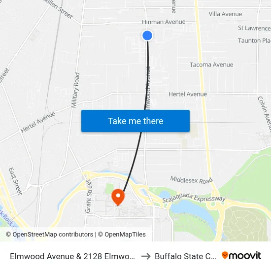Elmwood Avenue & 2128 Elmwood Avenue to Buffalo State College map