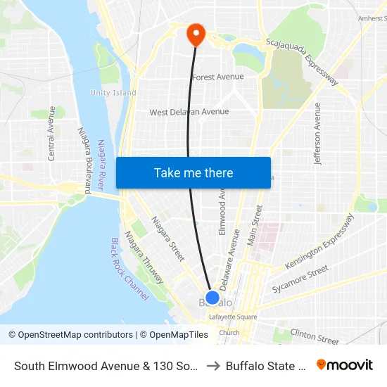 South Elmwood Avenue & 130 South Elmwood to Buffalo State College map