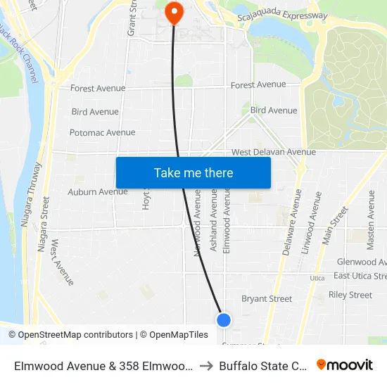 Elmwood Avenue & 358 Elmwood Avenue to Buffalo State College map