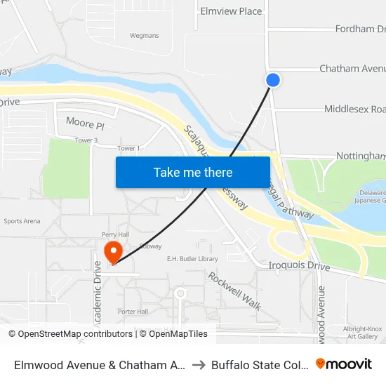Elmwood Avenue & Chatham Avenue to Buffalo State College map