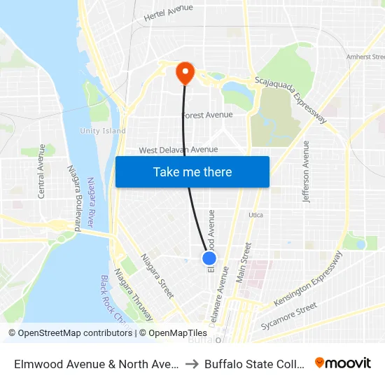Elmwood Avenue & North Avenue to Buffalo State College map