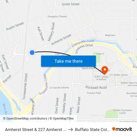 Amherst Street & 227 Amherst Street to Buffalo State College map
