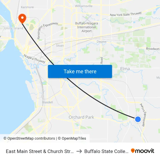 East Main Street & Church Street to Buffalo State College map