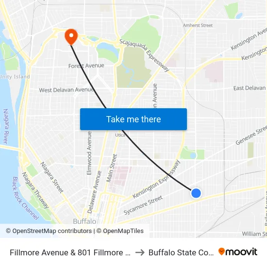 Fillmore Avenue & 801 Fillmore Avenue to Buffalo State College map