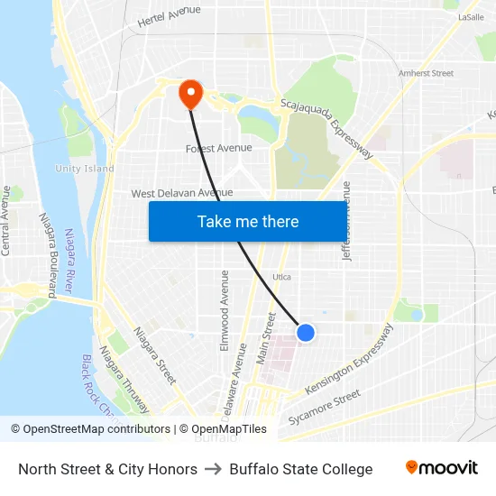 North Street & City Honors to Buffalo State College map