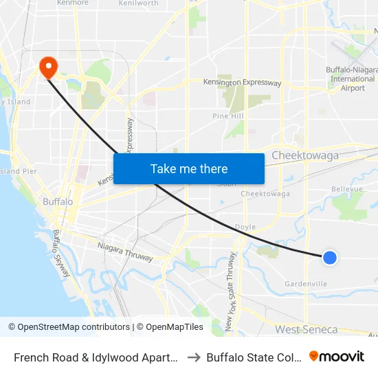 French Road & Idylwood Apartments to Buffalo State College map