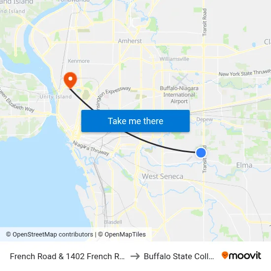 French Road & 1402 French Road to Buffalo State College map