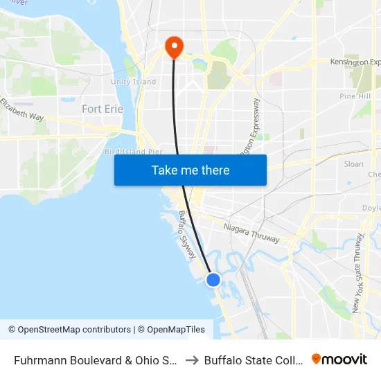 Fuhrmann Boulevard & Ohio Street to Buffalo State College map