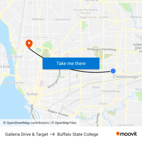 Galleria Drive & Target to Buffalo State College map