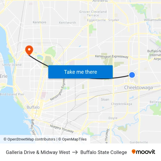 Galleria Drive & Midway West to Buffalo State College map