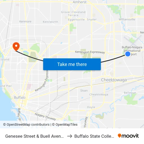 Genesee Street & Buell Avenue to Buffalo State College map