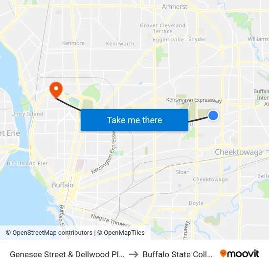 Genesee Street & Dellwood Place to Buffalo State College map