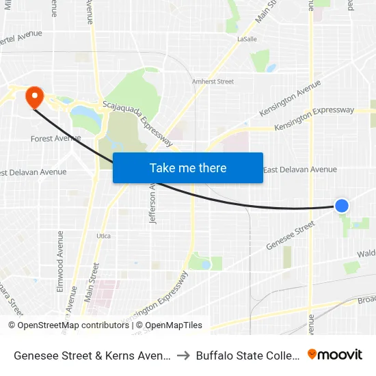 Genesee Street & Kerns Avenue to Buffalo State College map