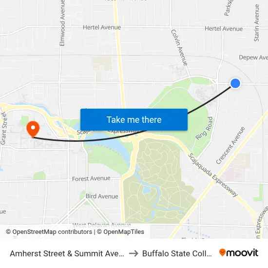 Amherst Street & Summit Avenue to Buffalo State College map