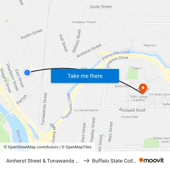 Amherst Street & Tonawanda Street to Buffalo State College map