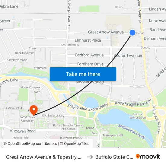 Great Arrow Avenue & Tapestry High School to Buffalo State College map