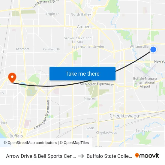 Arrow Drive & Bell Sports Center to Buffalo State College map