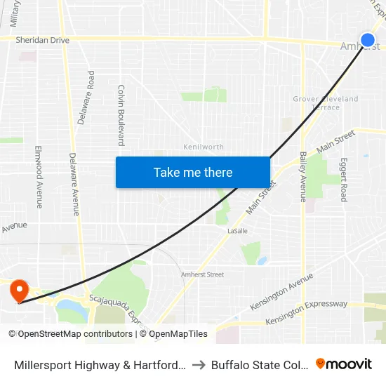 Millersport Highway & Hartford Road to Buffalo State College map