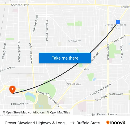 Grover Cleveland Highway & Longmeadow Road to Buffalo State College map