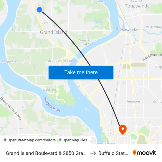 Grand Island Boulevard & 2850 Grand Island Boulevard to Buffalo State College map