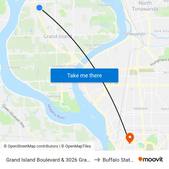 Grand Island Boulevard & 3026 Grand Island Boulevard to Buffalo State College map