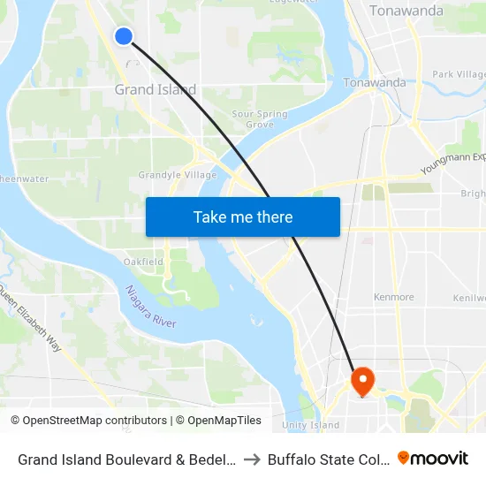 Grand Island Boulevard & Bedell Road to Buffalo State College map
