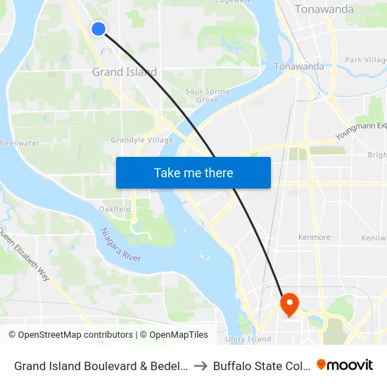 Grand Island Boulevard & Bedell Road to Buffalo State College map