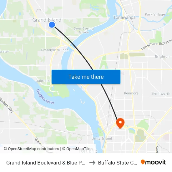 Grand Island Boulevard & Blue Pointe Lane to Buffalo State College map
