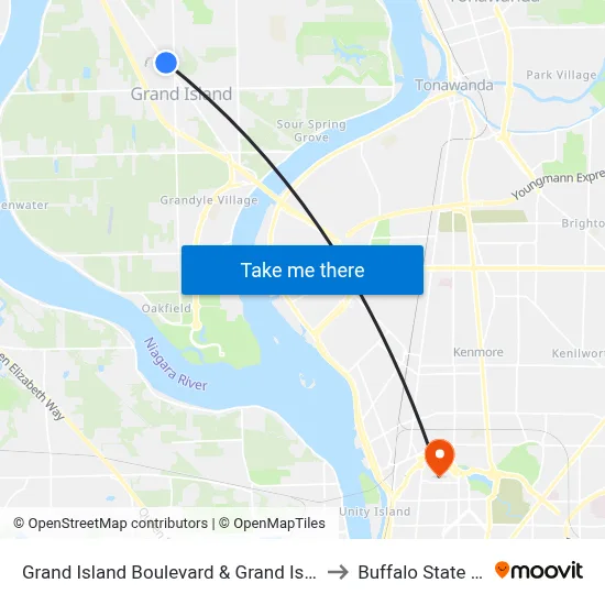Grand Island Boulevard & Grand Island Boulevard to Buffalo State College map