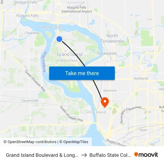 Grand Island Boulevard & Long Road to Buffalo State College map