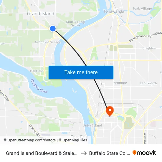 Grand Island Boulevard & Staley Road to Buffalo State College map