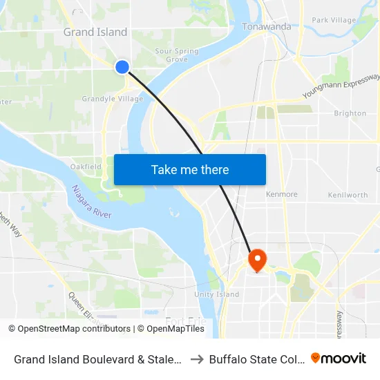 Grand Island Boulevard & Staley Road to Buffalo State College map