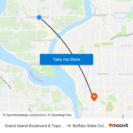 Grand Island Boulevard & Tops Plaza to Buffalo State College map