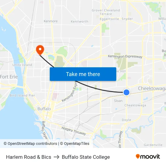 Harlem Road & Bics to Buffalo State College map