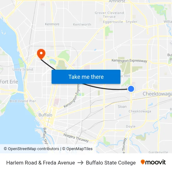 Harlem Road & Freda Avenue to Buffalo State College map