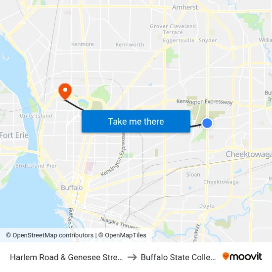 Harlem Road & Genesee Street to Buffalo State College map