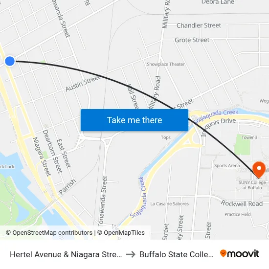 Hertel Avenue & Niagara Street to Buffalo State College map
